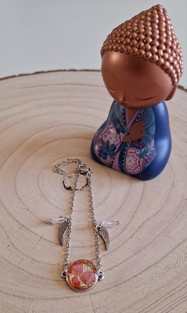 Bracelet cabochon Quartz Rose