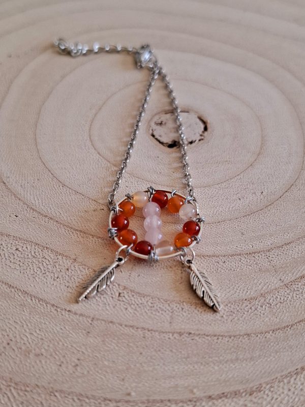 Bracelet Attrape rêve Cornaline/Quartz Rose – Image 2
