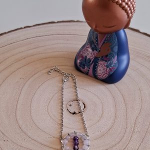 Bracelet Attrape rêve Améthyste/Quartz rose