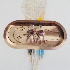 Boucle d'oreille Attrape rêve/ pierre Quartz Rose