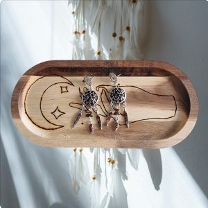 Boucle d'oreille Attrape rêve/pierre œil de tigre