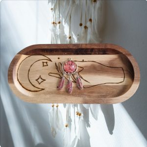 Pendentif Attrape rêve/pierre Quartz Rose