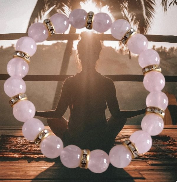 Bracelet Quartz rose/Séparateur or