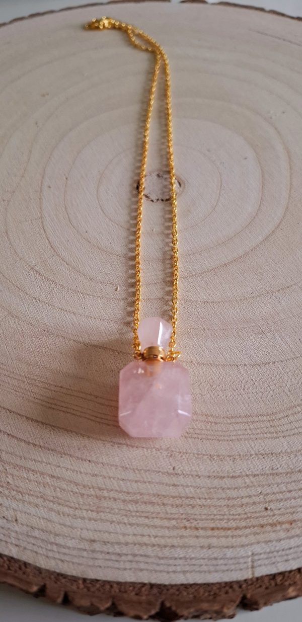 Collier fiole/ Quartz rose