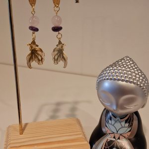 Boucle d'oreille Améthyste/Quartz rose