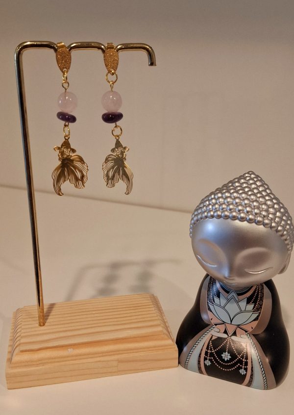 Boucle d'oreille Améthyste/Quartz rose