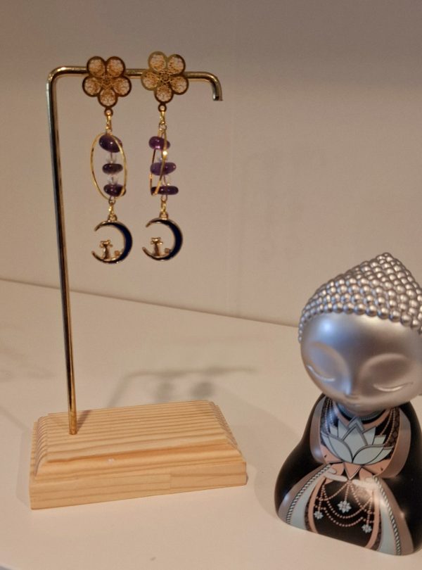 Boucle d'oreille Améthyste/Cristal de roche
