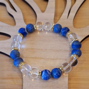 Bracelet Lapis lazuli mat/Cristal de roche