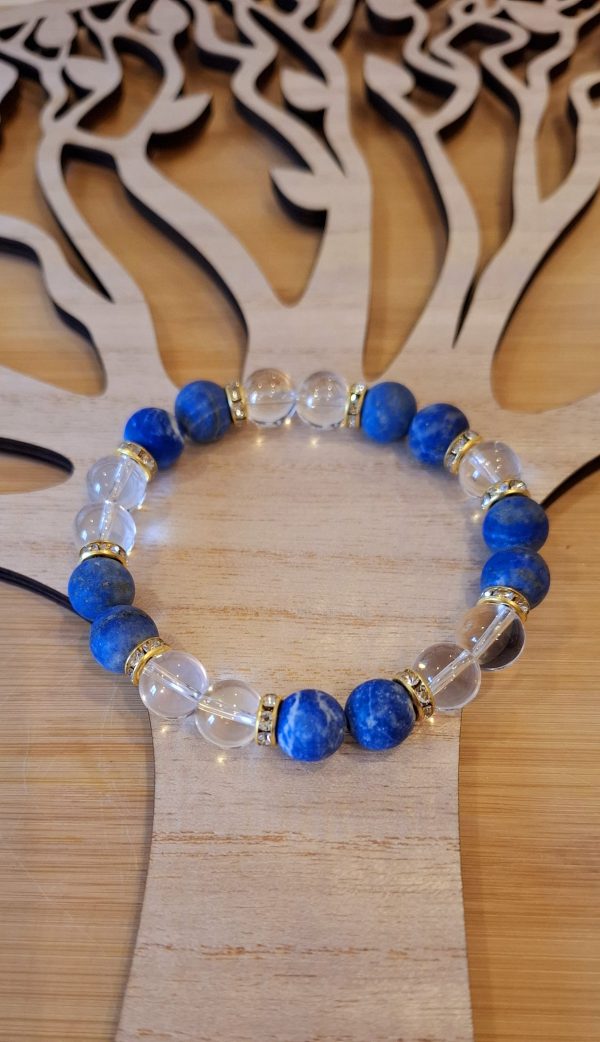 Bracelet Lapis lazuli mat/Cristal de roche