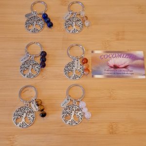 Porte-clé 
Avec la pierre de vôtre 
choix:
-Améthyste 
-Quartz rose
-Œil de tigre 
-Lapis lazuli 
-Cornaline
-Citrine