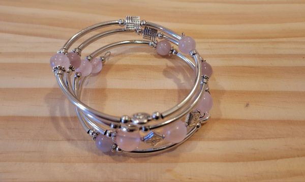 Bracelet accordeon Quartz rose